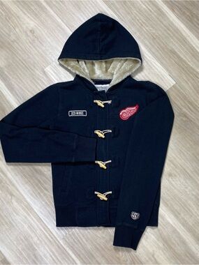 Old Time Hockey Detroit Red Wings Womens Small Sherpa Hooded Toggle Jacket
